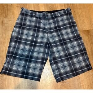 Nike Golf  Dri Fit Shorts Men 36 Stretch Plaid Lightweight Casual Outdoor Sports